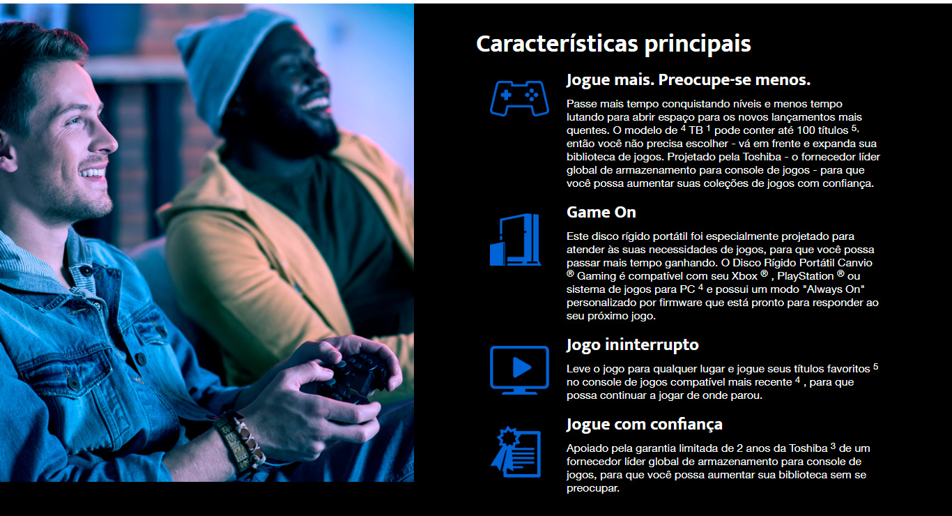 HD Externo Toshiba Canvio Gaming, 1TB, USB, Black - HDTX110XK3AA